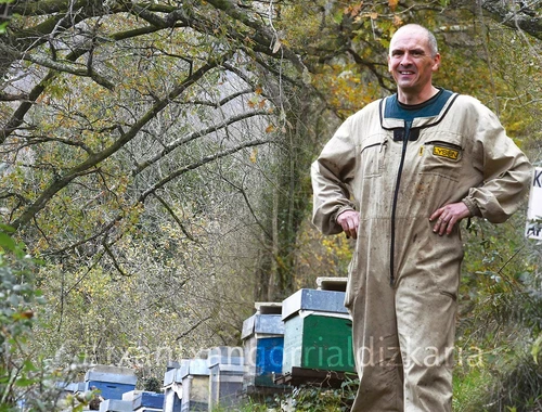 Eladi Balerdi erlauntza batzuen ondoan. Argazkia: Núñez