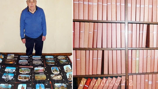 Una de las mayores colecciones de postales del País Vasco Cesareo ugarte con una parte de su colección de postales